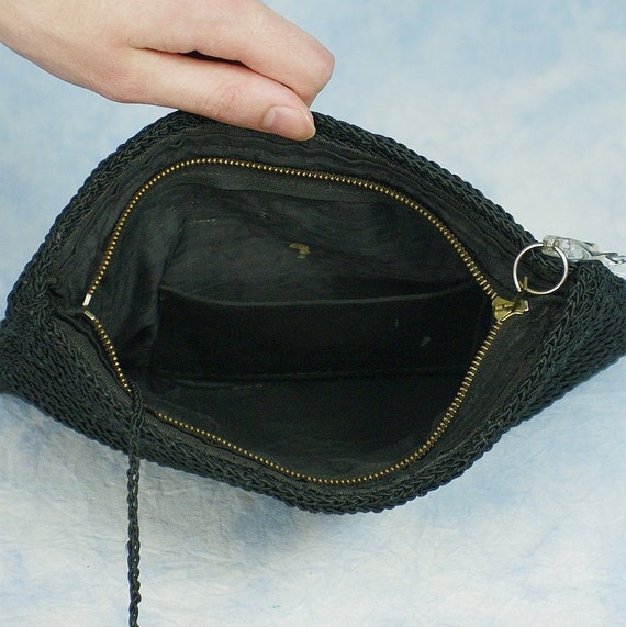 Price Reduced! Vintage 40s Black Corde Clutch Bag… - image 5