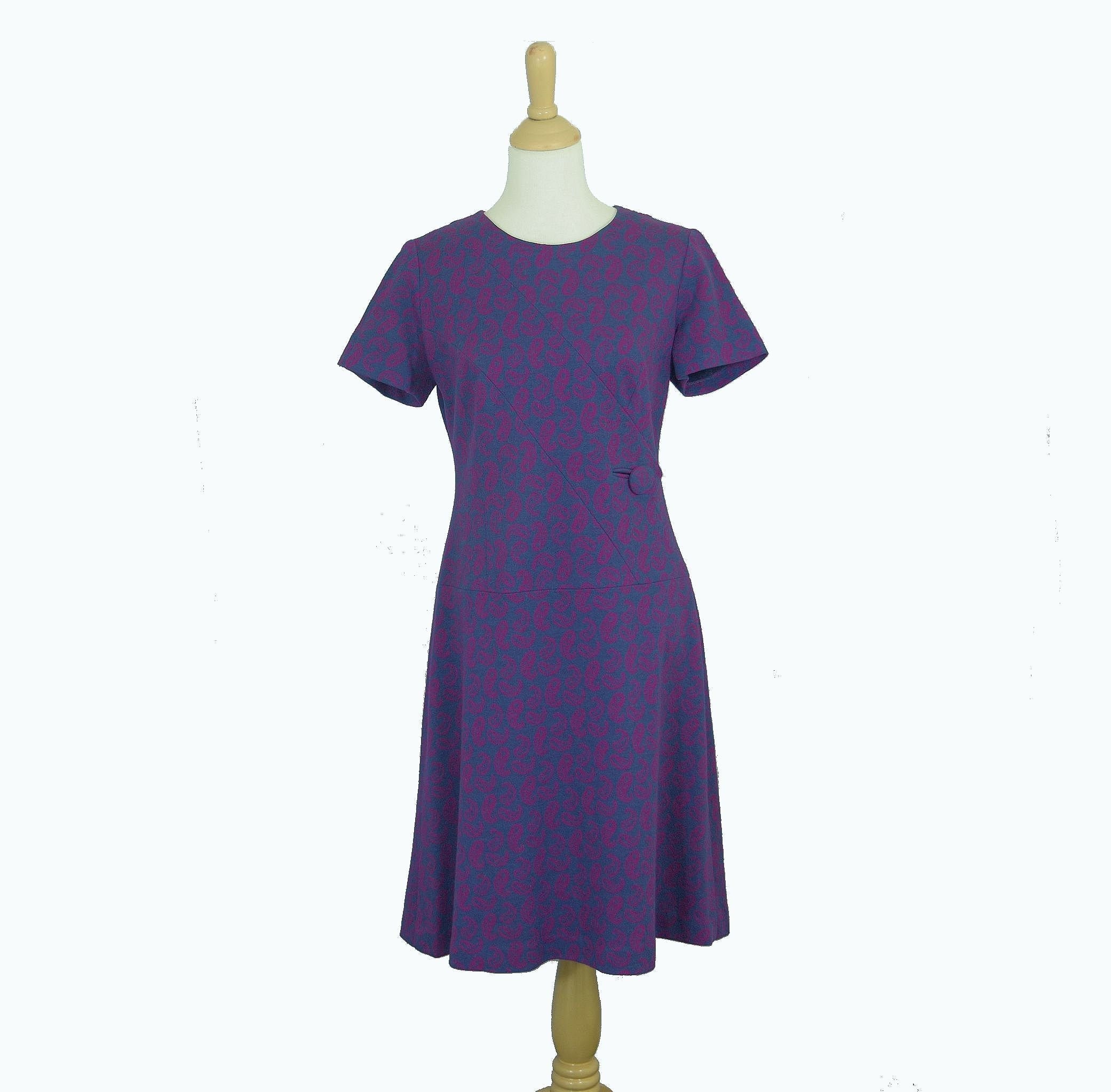 Vintage 60s Mod Paisley Wool Knit Dress 