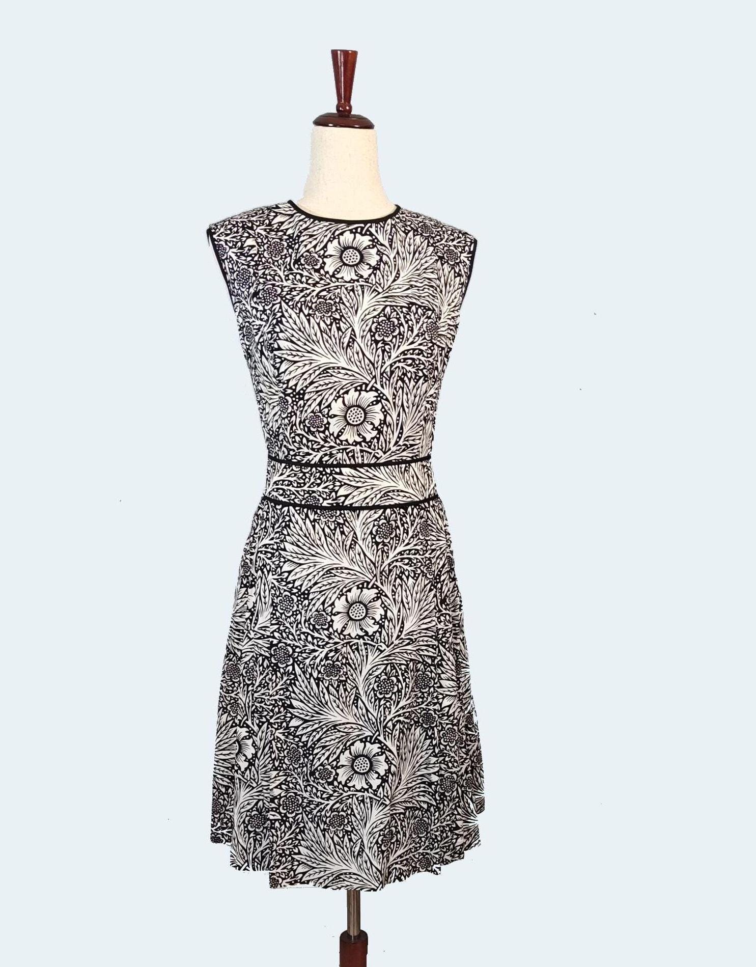 Vintage 60s Siam Boutique William Morris Marigold Print Mod Scooter Dress, Sz Large