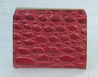 REDUCED Vintage 40s 50s Wales Hollywood Coin & Multifunction Red Knobby Calf Wallet, HTF