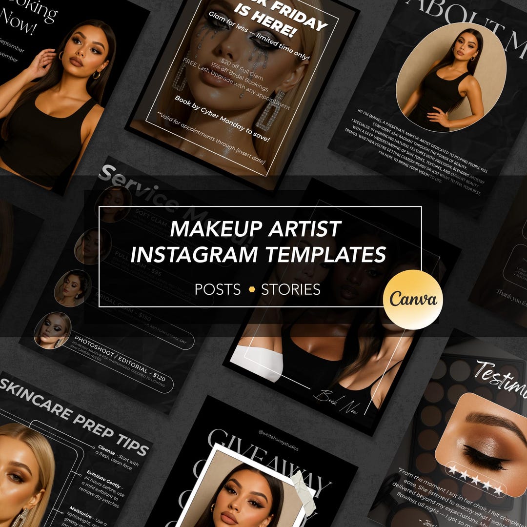 Aesthetic MUA Instagram Templates – Makeup Artist Canva Bundle, Minimal ...