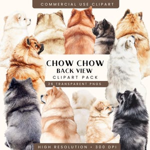 Watercolor Dog Clipart: Chow Chow PNG Bundle (Digital Download)