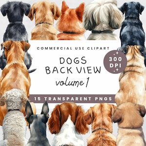 Hund Clipart von Rückseite Band 1 - Mischlinge Bundle - Aquarell Hunde PNGs - Hundeliebhaber Geschenk - Perfekt für DIY Familie Haustier Porträts