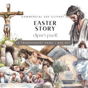 Easter Story Watercolor Clipart Bundle: Bible Characters (Digital Download)
