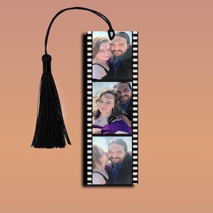 Personalized Photo Filmstrip Handmade Bookmark, Custom Anniversary Gift for Couple, Book Lover Gift with Tassel, Romantic Wedding Keepsake