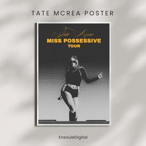 Póster de la gira Miss Possessive de Tate McRae: impresión artística de concierto de edición limitada, decoración para salas de música, regalo para fans, decoración femenina para el dormitorio.