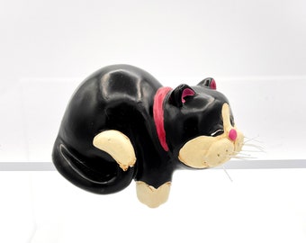 Vintage Resin Fat Cats | Black White Cat Figurine| Lazy Chubby Cat  |Funny Cat | Cat Ornament | Cat lover gift