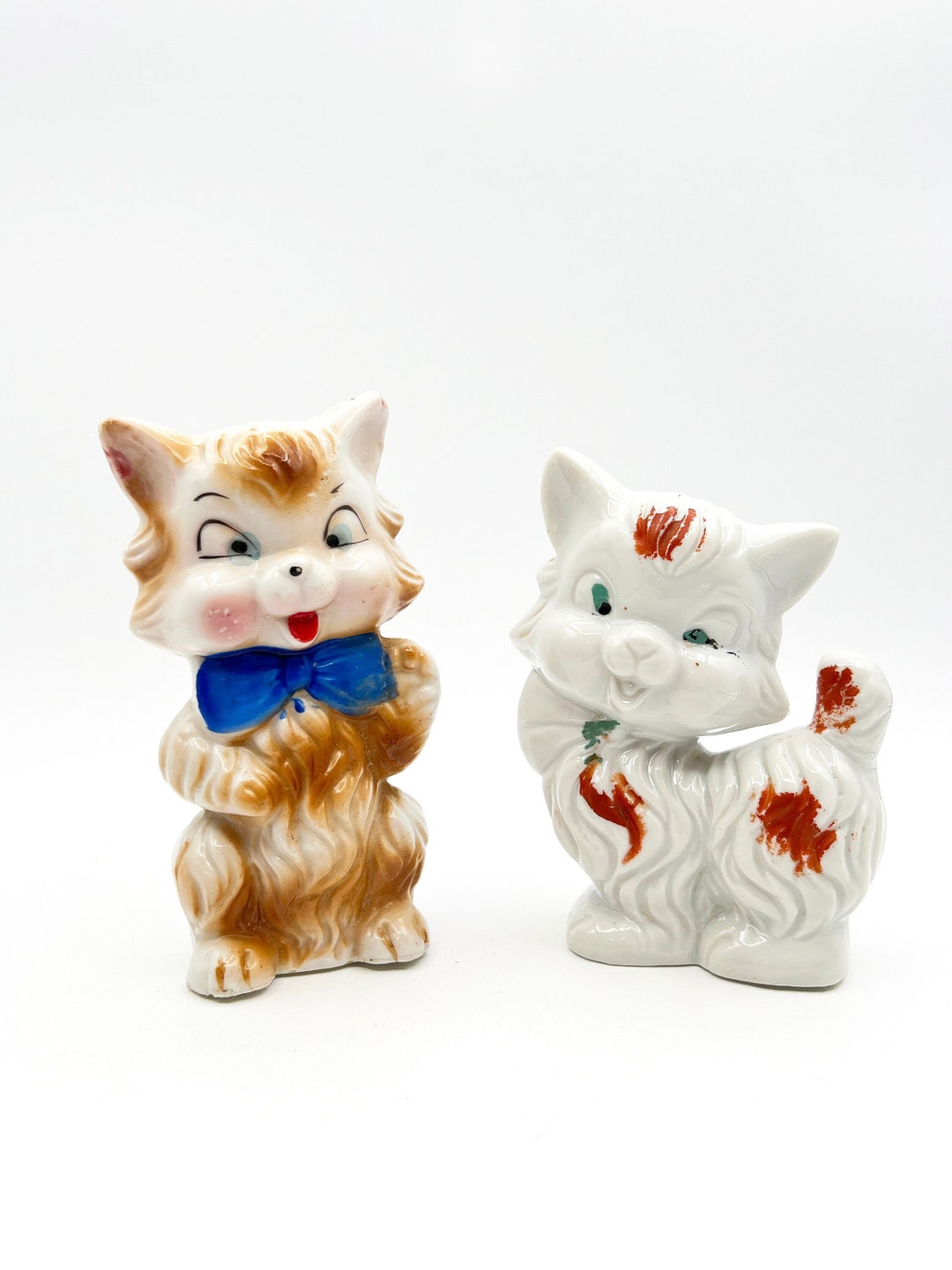 Set of 2 Vintage Porcelain Persian Cats, 1950s Japan Ceramic Cats ...