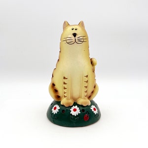 Vintage nagelneue handgemachte Keramik getigerte Katze Teelicht-Kerzenhalter 6 3/5 Zoll groß Kitty-Katze | Perfektes Geschenk für Katzenliebhaber