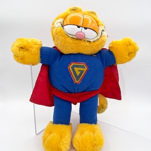 Rare Vintage Garfield DANIEL & CO Super Man Plush Soft Toy 1980s | Collector Plush Toy Plushies | Rare Garfield