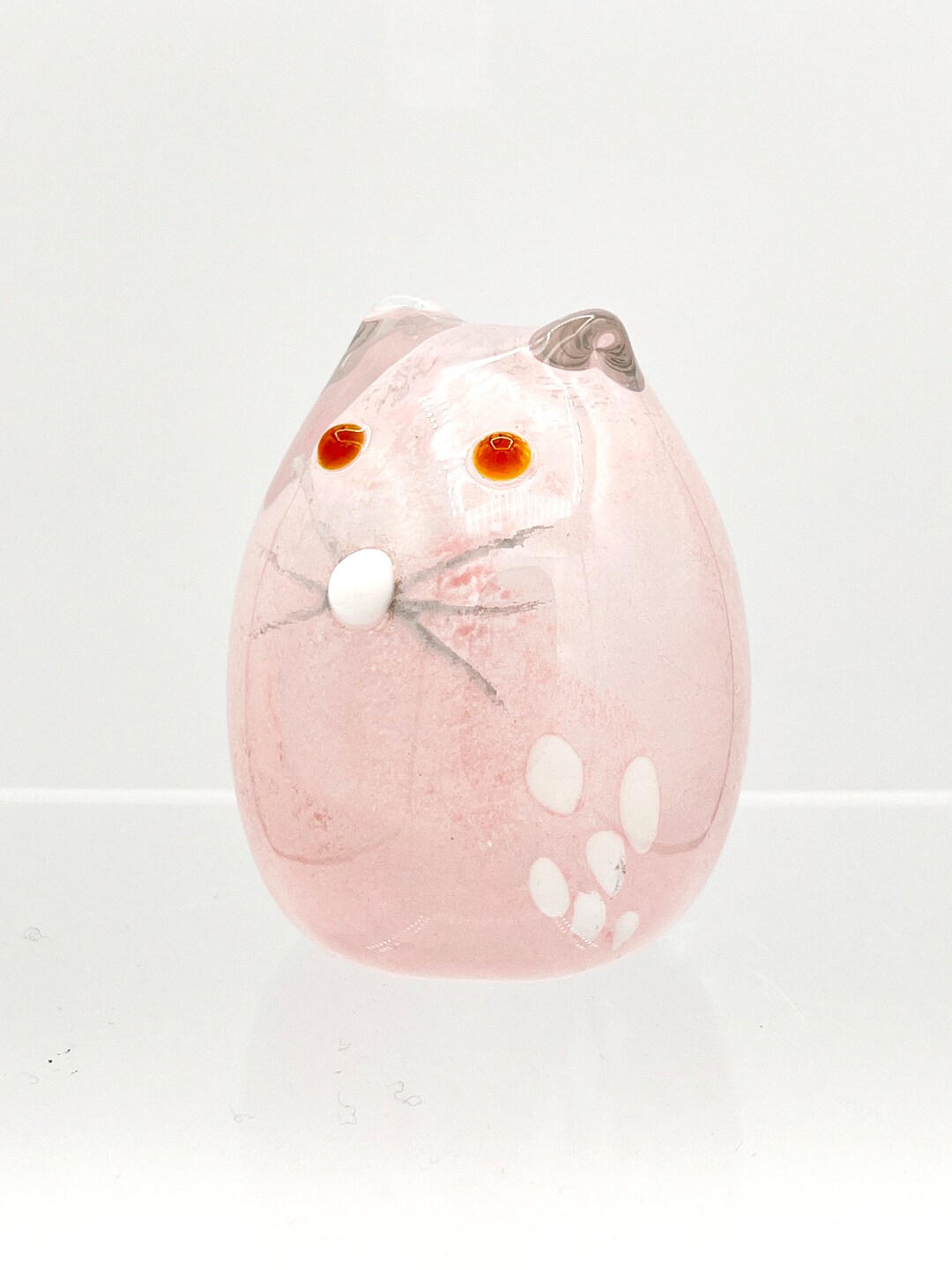 Murano Style Pink Glass Cat Figurine Elegant Variegatedcat Etsy