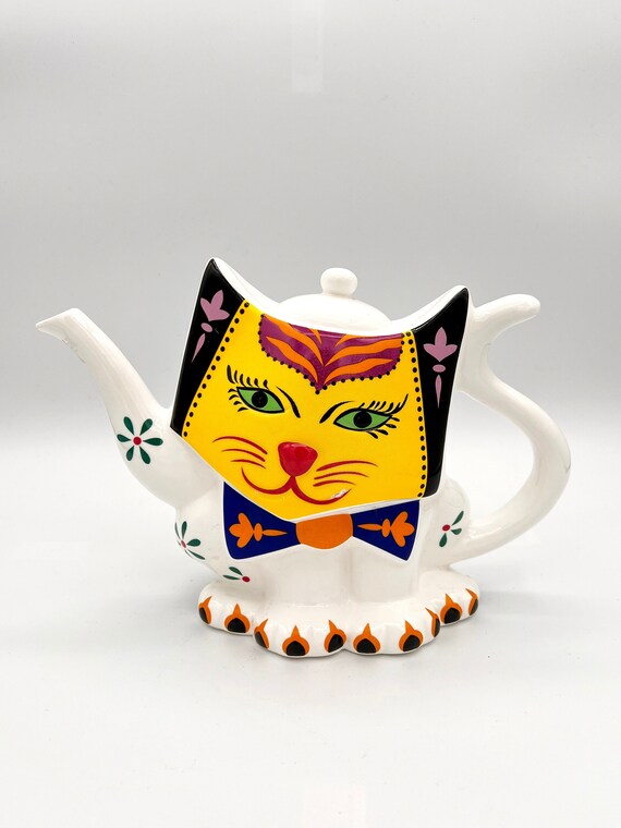 Petite théière/cafetière chat en céramique