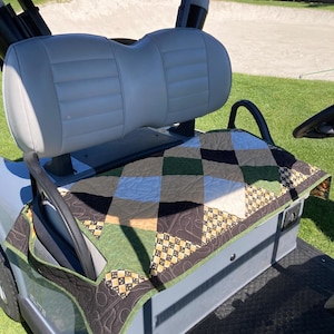 Golf Cart Seat Cover “Espresso”.  Handmade.  Quilted with sporty golf motif.