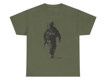 Military Soldier Graphic Tee, Edgy Fashion T-Shirt