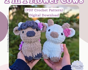 2 in 1 Flower Cows Crochet Pattern | Highland & Regular Cow (PDF Pattern)