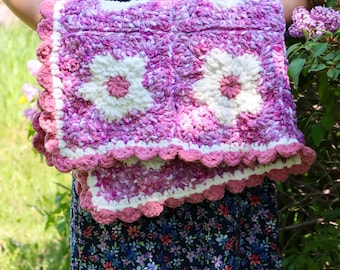 Handmade Crochet Daisy Baby Blanket – Pink & White, Baby Shower Gift
