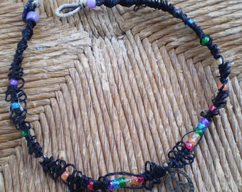 20 inch hemp rainbow peace Pride necklace for LGBTQ