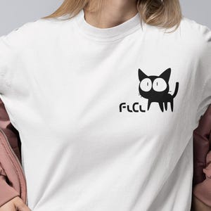 Unisex FLCL Anime Shirt, Takkun Cat Shirt, Lord Canti Fooly Cooly Shirt, 90s Anime Shirt, Vintage Furi Kuri, Retro FLCL Cat Pocket Tshirt