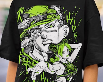 Unisex Adventure Anime Shirt, Bizarre Hero Dramatic Pose Manga Tee, Vintage Japanese Anime Gamer Otaku Streetwear Gift, Muscle Graphic Shirt