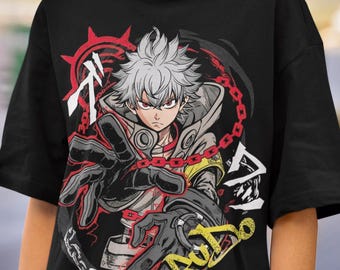 Camiseta de anime con estética oscura, camiseta gráfica de Chaos World, top de anime genial, regalo para otakus y amantes del manga, camiseta unisex de anime con personaje atrevido