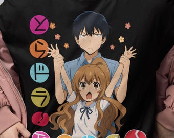Toradora Anime Shirt, Taiga Aisaka & Ryuuji Takasu, Kawaii Anime T-Shirt, Cute Romantic Manga Gift, Otaku Unisex Graphic Tee, Toradora Shirt