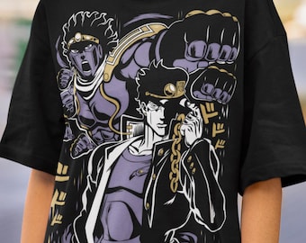 Unisex Adventure Anime Shirt, Bizarre Hero Dramatic Pose Manga Tee, Vintage Japanese Anime Gamer Otaku Streetwear Gift, Muscle Graphic Shirt