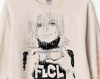 Unisex FLCL Anime Sweater, Haruko Haruhara Shirt, Lord Canti Fooly Cooly, 90s Anime Shirt, Vintage Furi Kuri, Retro FLCL Manga Sweatshirt