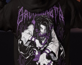 Dark Aesthetic Anime Back Hoodie, Chaos World Graphic T-Shirt, Cool Anime GIFT for Otaku & Manga Lovers, Edgy Character Anime Unisex Hoodie