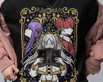 Camiseta de elfo mago de anime, camiseta gráfica de magia fantástica, camiseta de manga Emotional Journey, camiseta vintage de anime japonés de los 90, camiseta unisex de regalo otaku