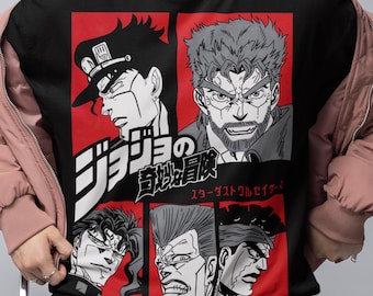 Unisex Adventure Anime Shirt, Bizarre Hero Dramatic Pose Manga Tee, Vintage Japanese Anime Gamer Otaku Streetwear Gift, Muscle Graphic Shirt