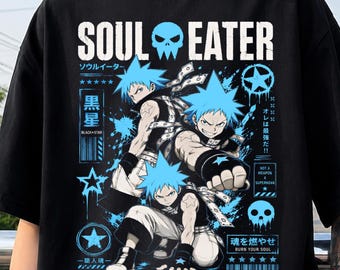 Soul Eater Anime T-Shirt, Maka Albarn Sweater, Retro Black Star Manga Graphic, Gothic 90s Anime Unisex Streetwear, Otaku Gift for Anime Fans