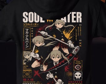 Soul Eater Anime T-Shirt, Maka Albarn Sweater, Retro Black Star Manga Graphic, Gothic 90s Anime Unisex Streetwear, Otaku Gift for Anime Fans