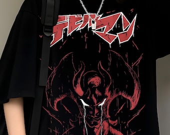 Unisex, Anime Tshirt, 80er Jahre Anime Vintage T-Shirt, Otaku Ropa, Japanisches Anime T-Shirt, The Devil Manga T Shirt, Dark Retro Anime Geschenk Liebhaber Shirt