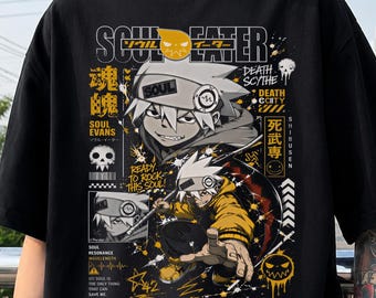 Soul Eater Anime T-Shirt, Maka Albarn Sweater, Retro Black Star Manga Graphic, Gothic 90s Anime Unisex Streetwear, Otaku Gift for Anime Fans