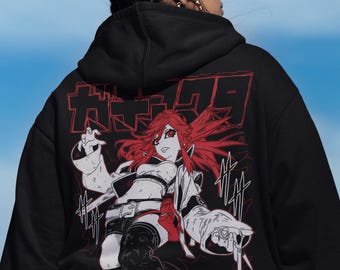 Dark Aesthetic Anime Back Hoodie, Chaos World Graphic T-Shirt, Cool Anime GIFT for Otaku & Manga Lovers, Edgy Character Anime Unisex Hoodie