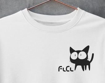 Unisex FLCL Anime Sweatshirt, Takkun Katzen T-Shirt, Lord Canti Fooly Cooly, 90er Jahre Anime Sweatshirt, Vintage Pullover für Katzen