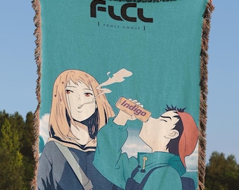 FLCL Anime Woven Blanket, Never Knows Best Tapestry, Mamimi Samejima Fooly Cooly Throw, 90s Anime Otaku Room Decor, Vintage FLCL Blanket