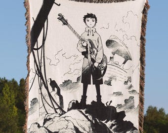 FLCL Anime Woven Blanket, Never Knows Best Tapestry, Mamimi Samejima Fooly Cooly Throw, 90s Anime Otaku Room Decor, Vintage FLCL Blanket