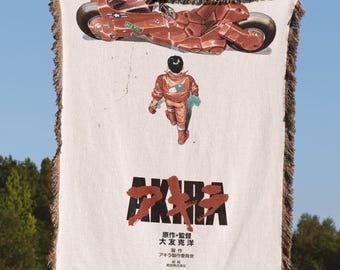 Akira Woven Blanket, Vintage Anime Tapestry Throw, 80s Anime Otaku Room Decor, Retro Manga, Japanese Film Lovers, 1988 Akira Movie Blanket