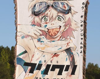FLCL Anime Woven Blanket, Never Knows Best Tapestry, Mamimi Samejima Fooly Cooly Throw, 90s Anime Otaku Room Decor, Vintage FLCL Blanket