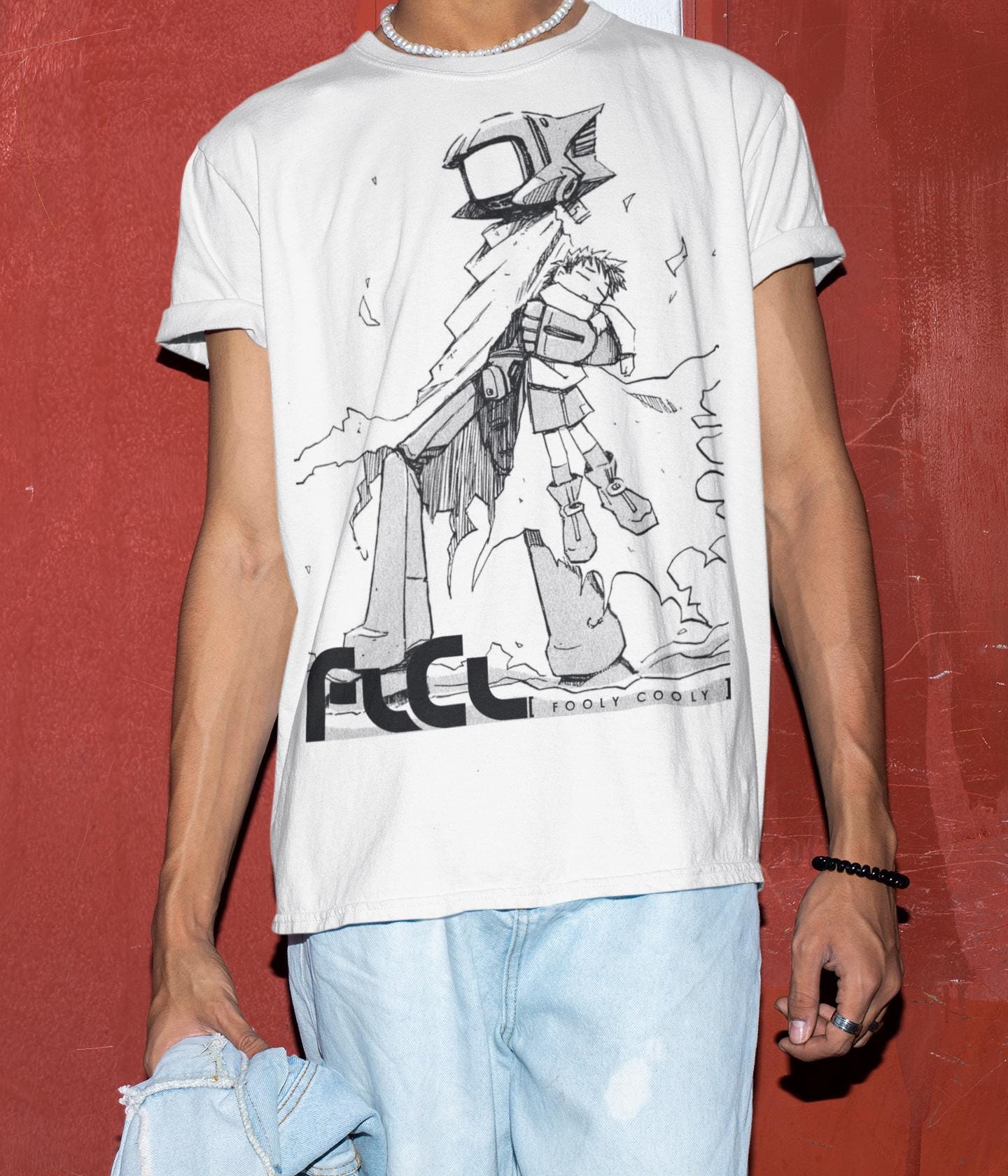 ユニセックス FLCL アニメ シャツ、クラシック カンティ シャツ 