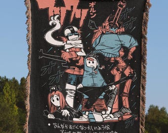 FLCL Anime Woven Blanket, Never Knows Best Tapestry, Mamimi Samejima Fooly Cooly Throw, 90s Anime Otaku Room Decor, Vintage FLCL Blanket