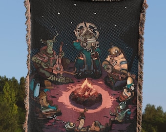 Outer Wilds Gaming  Woven Blanket: Indie Space Exploration Video Game Tapestry Throw, Retro Sci-Fi Lovers, Cosmic Gamer Blanket Wall Decor