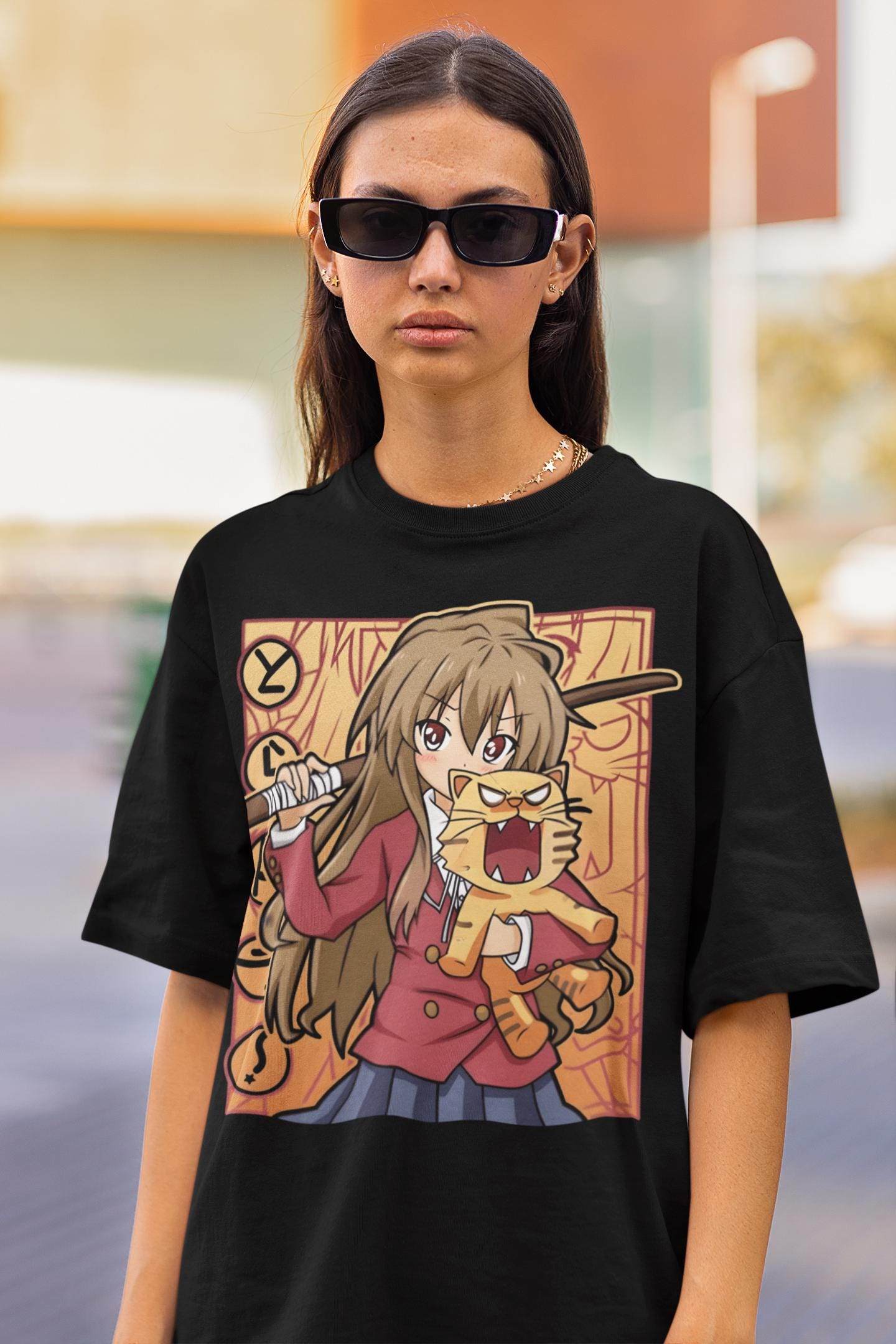 とらドラ アニメ シャツ、逢坂大河 & 高須竜児、かわいいアニメ T 