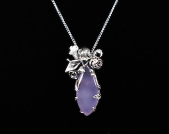 Secret Garden Pendant - Eihwaz - OOAK - Purple Chalcedony