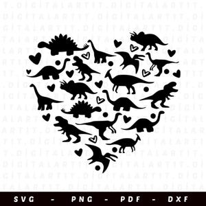Dinosaur Heart SVG: Valentine&#39;s Day Kid&#39;s Shirt Design (Digital Download)