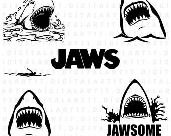 Jaws SVG Bundle: Shark Vector Graphics, T-Shirt Design (Digital Download)