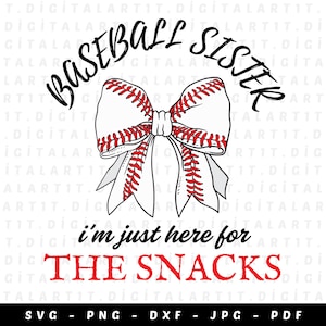 Baseball Sister Coquette Bow SVG PNG: Snacks Design (Digital Download)