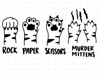 Rock Paper Scissors Cat Paw SVG: Funny Cat Lover (Digital Download)