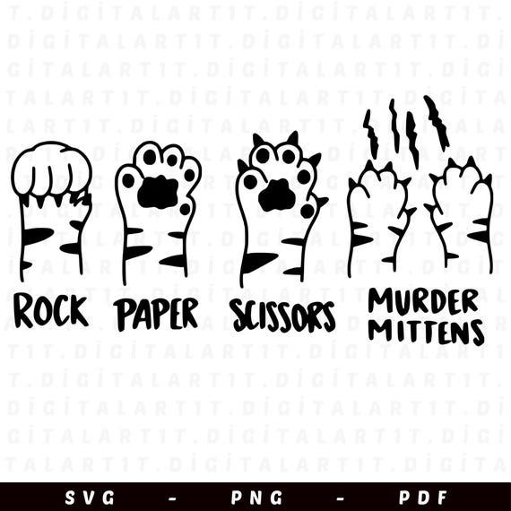Rock Paper Scissors Cat Paw SVG: Funny Cat Lover (Digital Download)